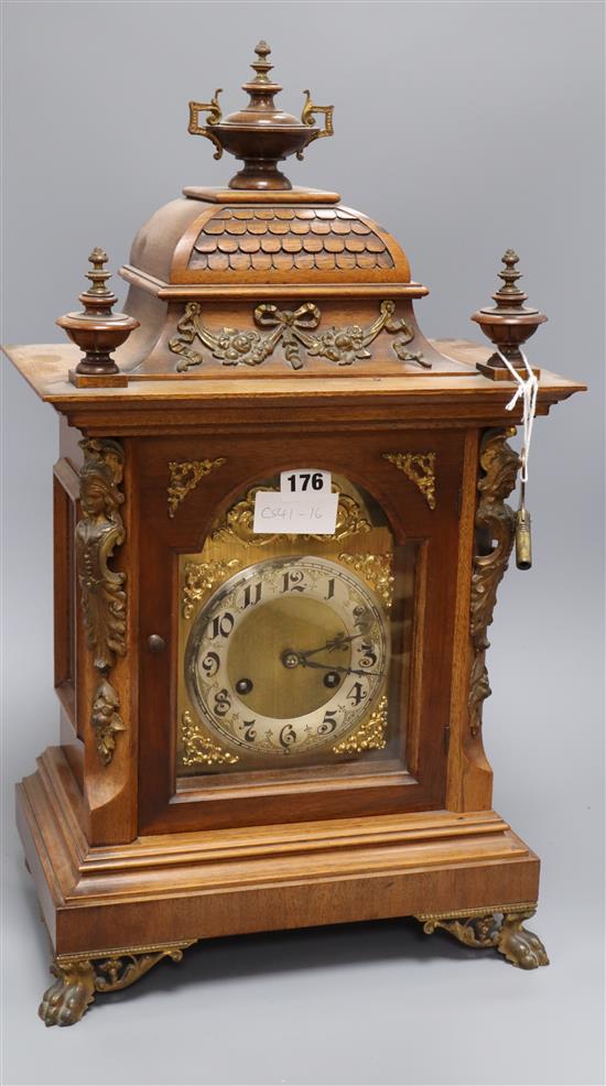 An early 20th century walnut bracket clock, by Junghans, height 56cm
